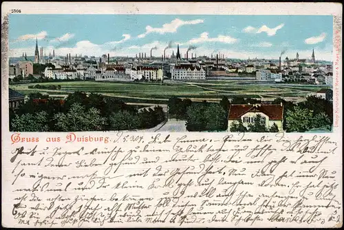 Ansichtskarte Duisburg Partie an der Stadt - Schlote 1904