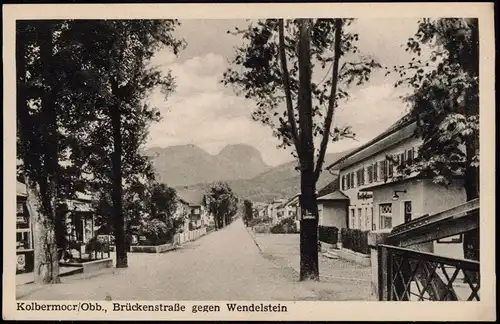 Ansichtskarte Kolbermoor Brückenstraße gegen Wendelstein 1954