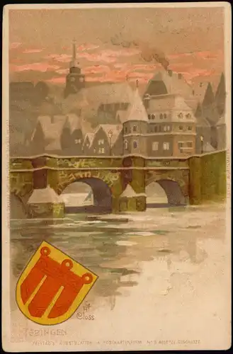 Ansichtskarte Tübingen Stadt im Winter Heraldik - Künstlerkarte 1908