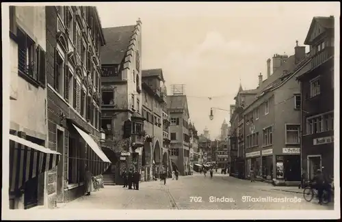 Ansichtskarte Lindau (Bodensee) Maximilianstraße, Geschäfte - Fotokarte 1928