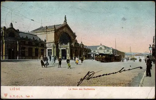 Lüttich Luik Lîdje La Gare des Guillemins Bahnhof Straßenbahn 1909