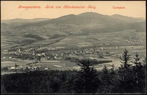 Ansichtskarte Großpostwitz Budestecy Blick vom Mönchswalder Berg. 1929
