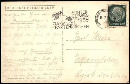 Ansichtskarte Garmisch-Partenkirchen Frühlingstrasse 1935