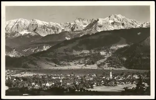 Ansichtskarte Garmisch-Partenkirchen Panorama-Ansicht mit Alpen Blick 1930