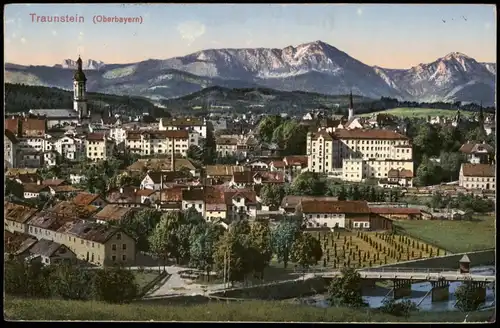 Ansichtskarte Traunstein Panorama-Ansicht 1918