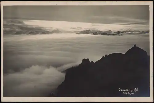 Ansichtskarte Grünten Grüntengipfel über den Wolken, Stimmungsbild 1923