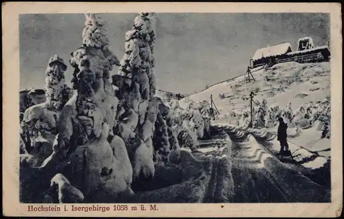 Postcard Hochstein (Isergebirge) Hoštejn Restauration im Winter 1923