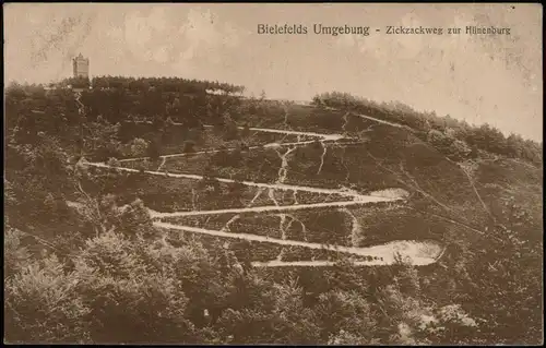 Ansichtskarte Bielefeld Umgebung - Zickzackweg zur Hünenburg 1913