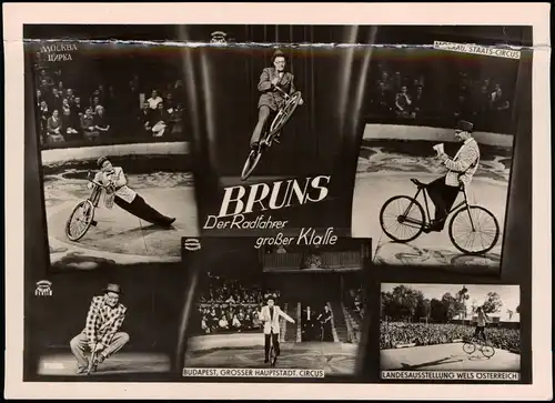 Ansichtskarte  Zirkus Der Radfahrer Bruns Moskau Wels 1965  mit  Widmung