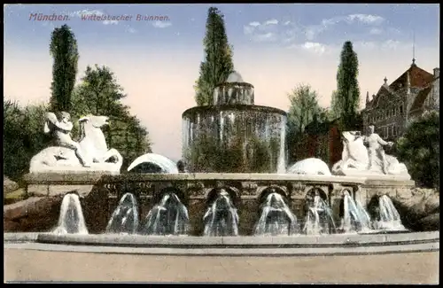 Ansichtskarte München Lenbachplatz mit Wittelsbacherbrunnen 1922