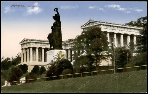 Ludwigsvorstadt-München Bavaria mit Ruhmeshalle Heliokolorkarte 1922