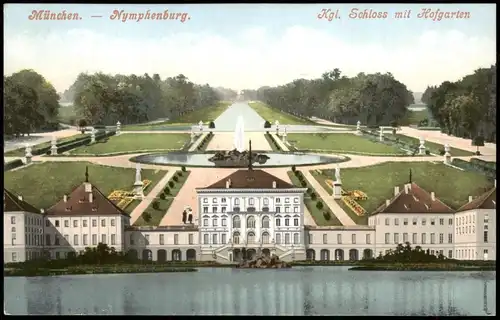 Ansichtskarte München Kgl. Schloss mit Hofgarten 1910