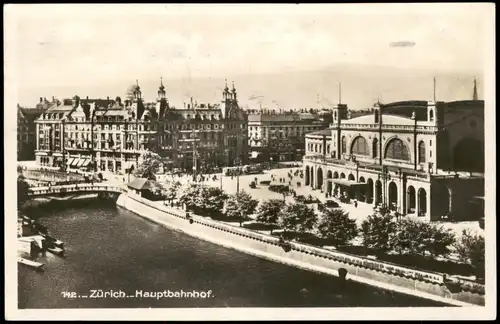Ansichtskarte Zürich Hauptbahnhof Bahnhof aus der Vogelschau 1929