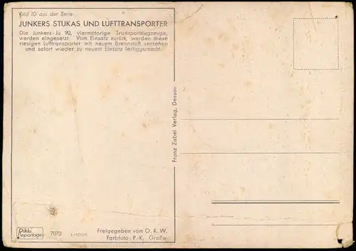 JUNKERS STUKAS UND LUFTTRANSPORTER Flugzeug Airplane Avion betanken 1940
