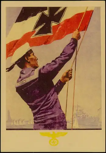 Militär/Propaganda - 2.WK (Zweiter Weltkrieg) Matrose Marine hießt Fahne 1941
