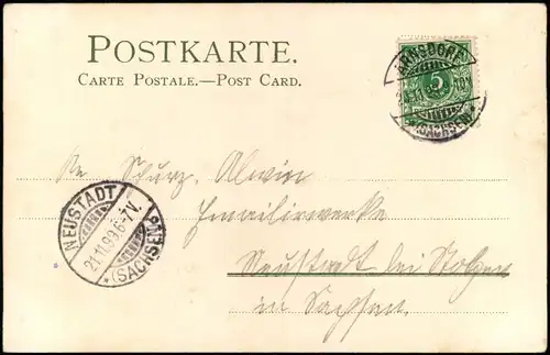 Ansichtskarte  Künstlerkarte Goldsonne Frau Schiffe Meer 1899