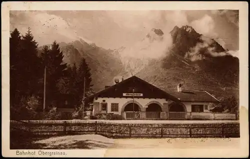 Ansichtskarte Obergrainau-Grainau Bahnhof, Bergwelt 1933