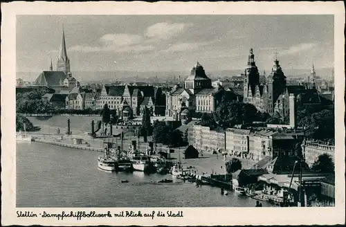 Postcard Stettin Szczecin Dampferbollwerk - Stadt 1934