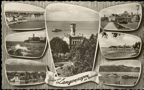 Ansichtskarte Langenargen am Bodensee Hafen, Luftbild, etc Mehrbild 1961