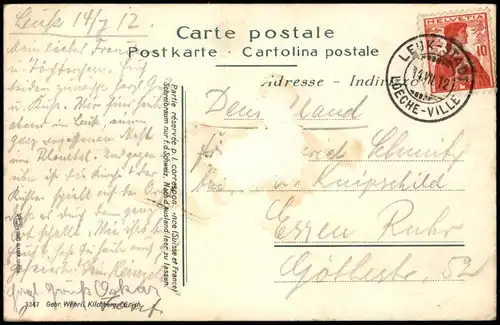 Ansichtskarte Leuk (Loèche) Blick über die Stadt - Tal 1912