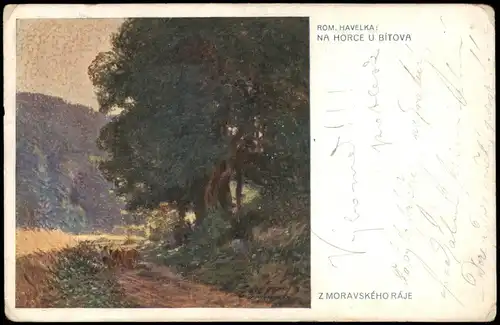 Künstlerkarte (Art) Künstler ROM. HAVELKA: NA HORCE U BITOVA 1910