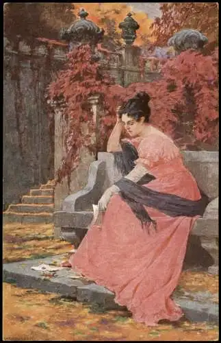 Künstlerkarte (Art) Kunstwerk Künstler ANT. BRUNNER: Der Liebesbrief Frau 1910