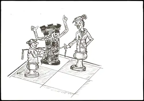 Ansichtskarte  Schach-Spiel (Chess) Motivkarte "Lustige Spielfiguren" 1994