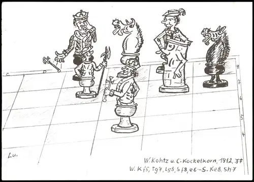 Schach-Spiel (Chess) Motivkarte Spielfiguren und Schachzüge 1994