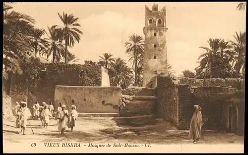 Postcard Biskra بسكرة Biskira Mosquée de Sidi-Mousso. 1928