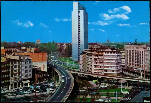 Ansichtskarte Düsseldorf Autohochstraße mit Thyssen-Hochhaus 1978