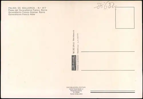 Postales Palma ( de Mallorca) Generalisimo Franco Allee 1982