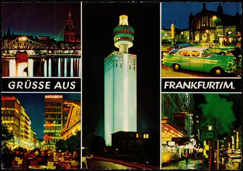 Ansichtskarte Frankfurt am Main Hauptbahnhof. Kaiserstraße bei Nacht 1976