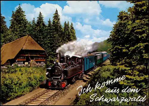 Ansichtskarte  Ich komme! Dampflokomotive - Schwarzwald 1984