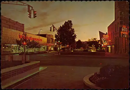Postcard Grand Junction Colorado MAIN STREET AT NIGHT 1979