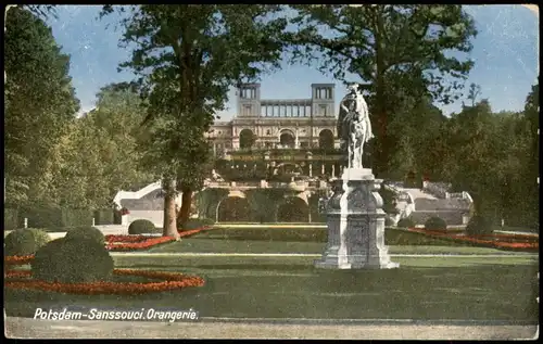Ansichtskarte Potsdam Sanssouci Orangerie, Park Reiter-Denkmal 1910