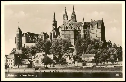Ansichtskarte Meißen Schloss Albrechtsburg Ansicht v.d. Elbe aus 1940