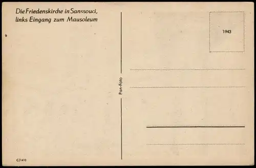 Ansichtskarte Potsdam Friedenskirche in Sanssouci, Eingang zum Mausoleum 1943