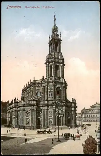 Ansichtskarte Innere Altstadt-Dresden Platz an der Katholische Hofkirche 1921