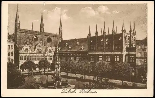 Ansichtskarte Lübeck Rathaus (Town Hall Building) 1920