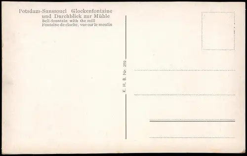 Potsdam Sanssouci Glockenfontaine und Durchblick zur Mühle 1930