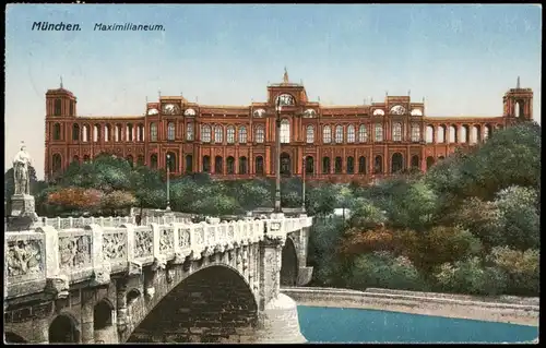 Haidhausen-München Brücke Isar Partie am Maximilianeum 1925/1923