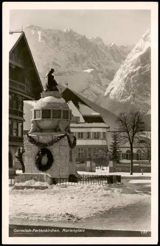 Garmisch-Partenkirchen Marienplatz Winter 1942 2. Weltkrieg Feldpost gelaufen