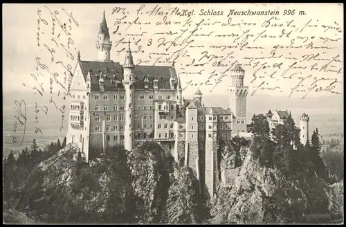 Ansichtskarte Schwangau Schloss Neuschwanstein - castle in Bavaria 1904