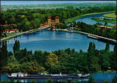 Minden Schachtschleuse aus der Vogelschau-Perspektive, Mittellandkanal 1970