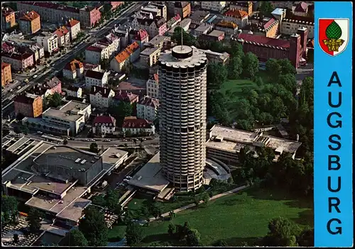 Ansichtskarte Augsburg Luftbild Hochhaus 1987
