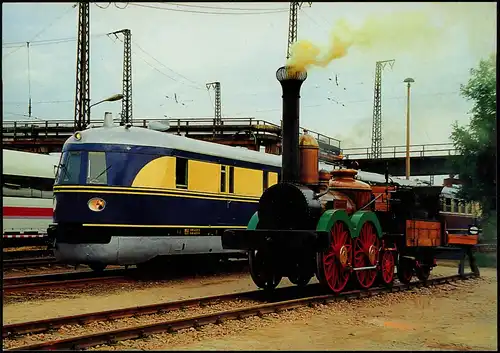 Dieselelektr.-Schnelltriebwagen & Dampflokomotive SAXONIA in Chemnitz 1994