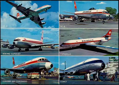 Kloten Zürich-Kloten Flughafen Mehrbildkarte mit Flugzeugen 1970