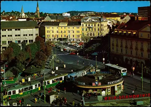 Graz Blick zum Jakominiplatz, Tram Straßenbahn Haltestelle 1980