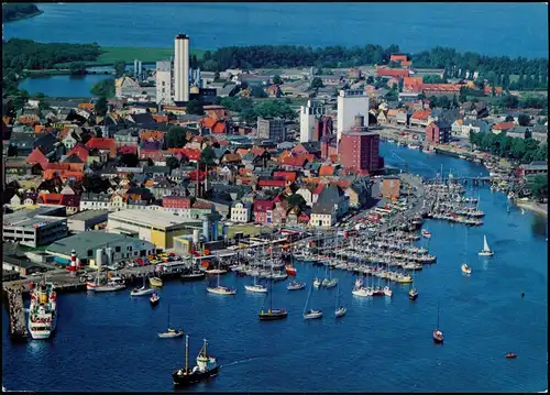 Ansichtskarte Eckernförde Luftbild Hafen vom Flugzeug aus 1990
