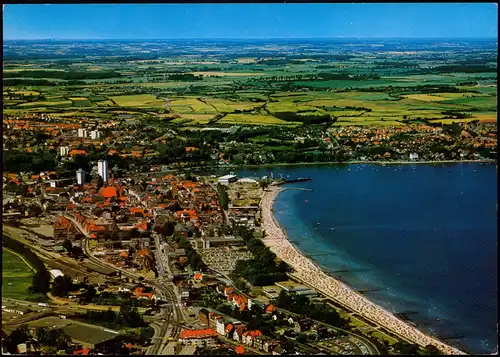 Ansichtskarte Eckernförde Luftbild Totalansicht vom Flugzeug aus 1980